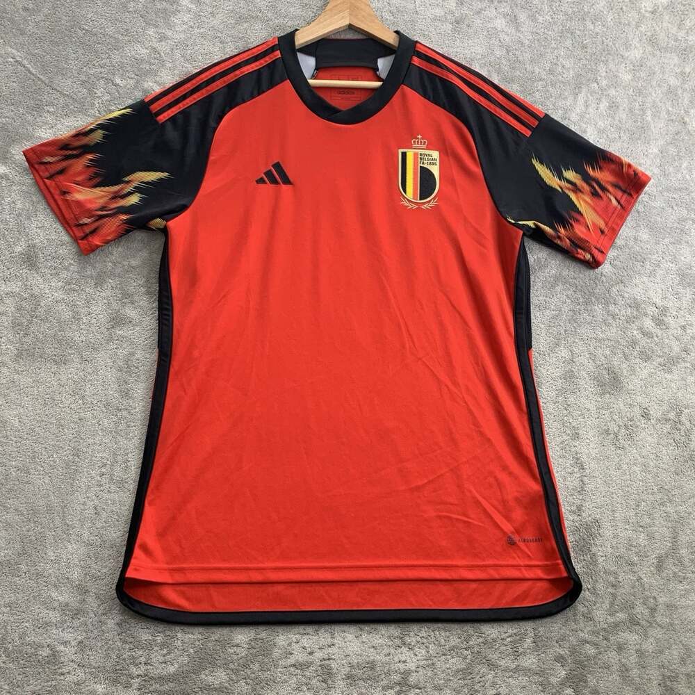 Adidas Jersey Mens Large Belgium Authentic Home  Red 2022 HD9412 Flame Soccer